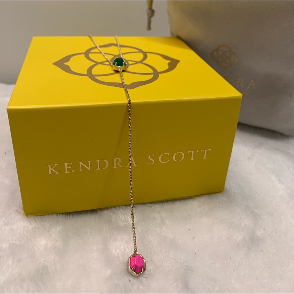 Kendra Scott gold long drop necklace